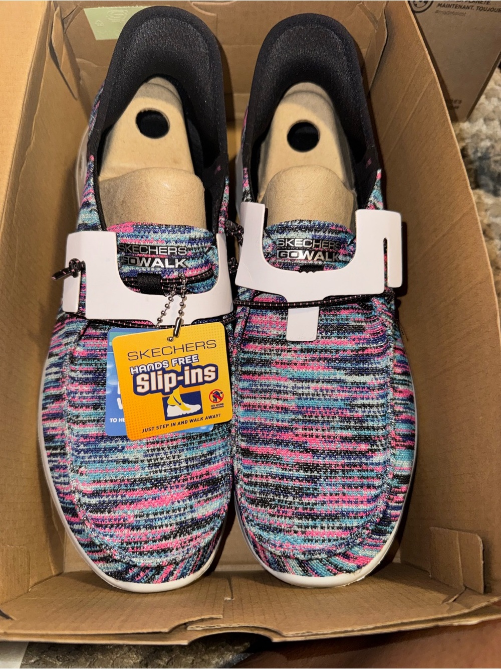 Skechers Multicolor Knit Slip-On Sneakers with Pink and Blue Accents - Picture 3 of 8